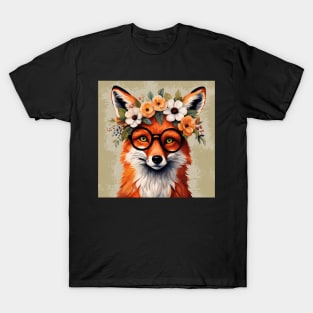 Funny Fancy Fox Wearing Glasses T-Shirt